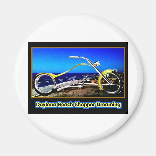 Imã Daytona Beach Chopper Sonhando Amarelo Dourado Neg (Frente)