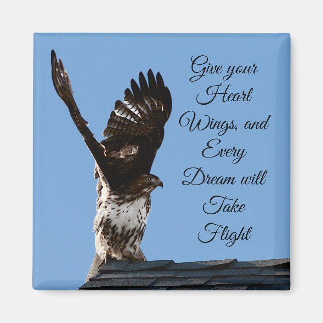 Imã Dê a sua foto de Hawk Inspiracional de Asas do Cor (Frente)