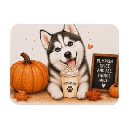 Ímã de Abóbora com Temática de Husky Siberiano