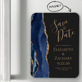 Ímã de Agate Azul Naval Dourado Escuro para Salvar