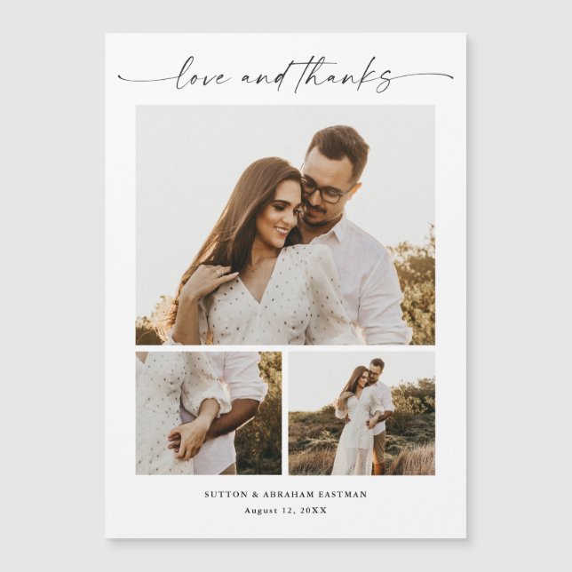 Ímã de Agradecimento de Casamento com Foto Script  (Frente)