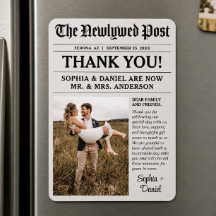 Ímã de Agradecimento de Casamento de Jornal Único