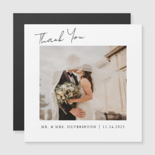 Ímã de Agradecimento de Foto de Casamento com Letr
