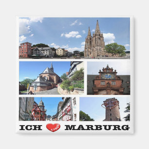 Imã DE - Alemanha - Marburg - I Love - Collage Mosaic