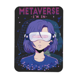 Ímã de anime garota óculos de realidade virtual