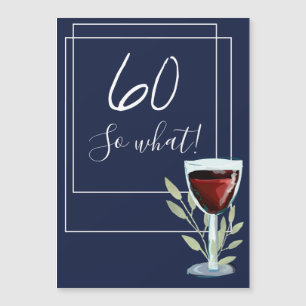 Ímã de Aniversário de 60 anos com Vinho em Aquarel