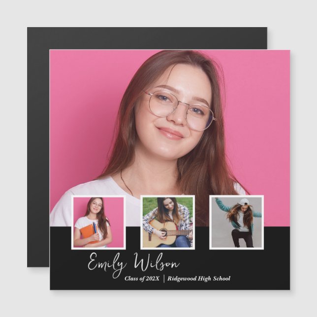 Ímã de Anúncio de Formatura | Lembrança de Foto  (Frente/Verso)
