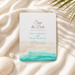 Ímã de Aquarela de Praia Costeira para Salvar a Da