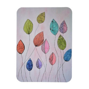 Ímã de Arte de Folhas Botânicas Desenhadas à Mão C