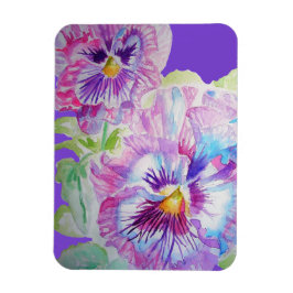 Ímã de Arte Floral Violeta Pensamento Água-tinta