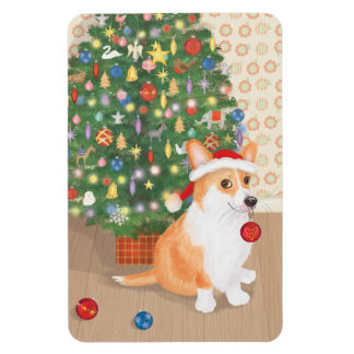 Ímã de árvore de Natal com corgi fofo