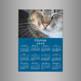 Ímã de Calendário 2026 com Nome de Foto de Pet Per