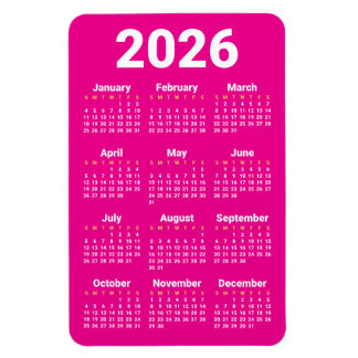 Ímã de Calendário 2026 | Cores personalizadas