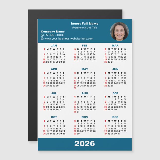 Ímã de Calendário 2026 para Empreendedores (Frente/Verso)