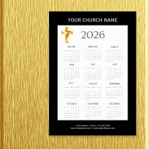 Ímã de Calendário 2026 Preto Dourado Minimalista M