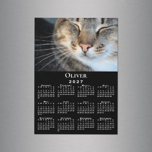 Ímã de Calendário 2027 com Nome de Foto de Animal