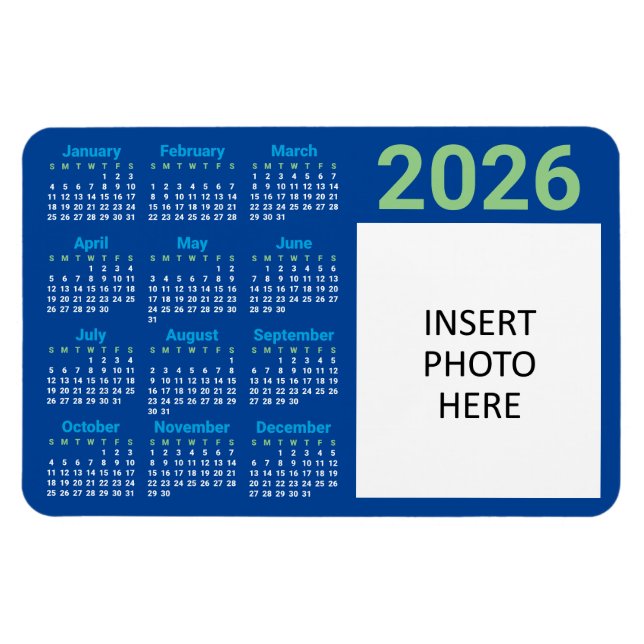 Ímã de Calendário de Foto Personalizada 2026 (Horizontal)