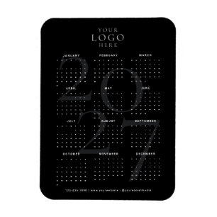 Ímã de Calendário de Negócios Minimal Preto 2027