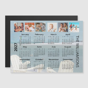 Ímã de calendário de praia com 6 fotos de 2026