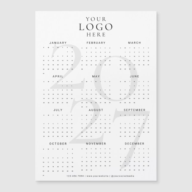 Ímã de Calendário Empresarial Logotipo Branco Mode (Frente)