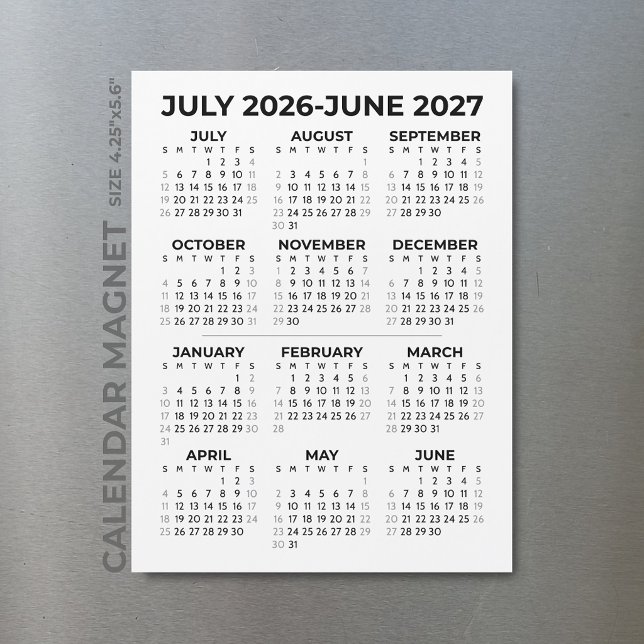 Ímã de Calendário Escolar Simples 2026-2027 (Criador carregado)