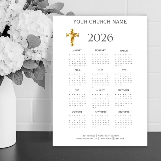 Ímã de Calendário Minimalista Moderno de 2026 (Modern Minimalist 2026 Mini Calendar Magnet)