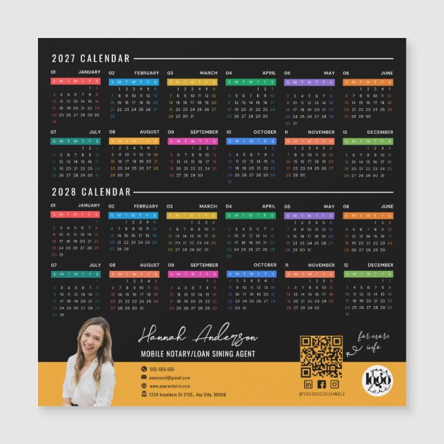 Ímã de Calendário Personalizado 2027-2028 Logo Emp (Frente)
