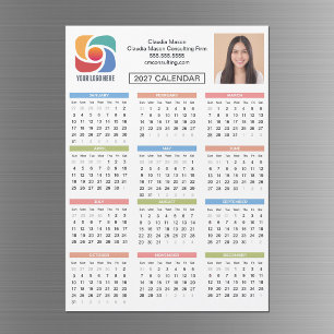 Ímã de Calendário Personalizado 2027 Logotipo Empr