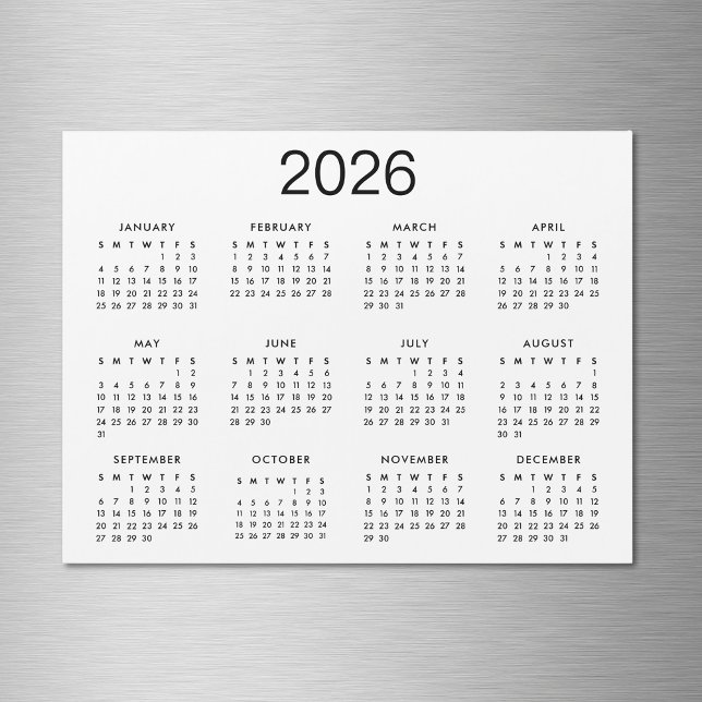 Ímã de Calendário Preto e Branco Clássico 2024 (Criador carregado)