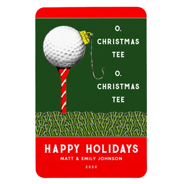 Ímã de cartão de Natal de golfe engraçado (Vertical)