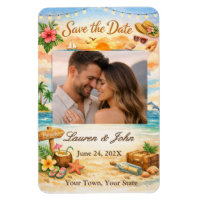 Ímã de Casamento Data de Guarda Foto Tropical Blis