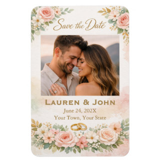 Ímã de Casamento de Save The Date da Flor de Famíl