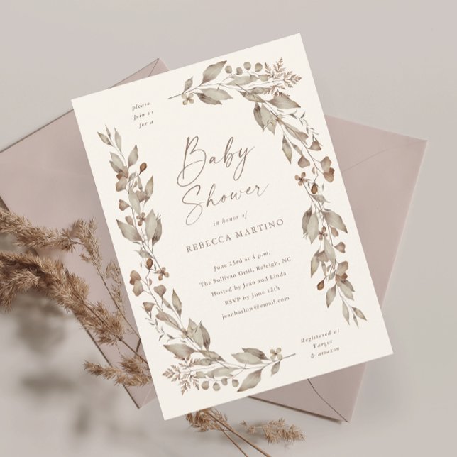 Ímã de Churrasco de Bebê Floral Elegante Boho Wild (Boho wildflower elegant floral ivory gender neutral baby shower invitation.)