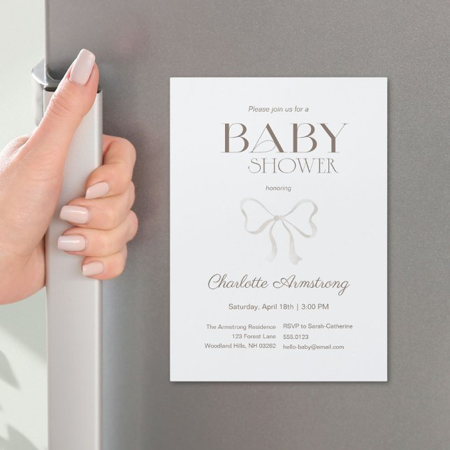 Ímã de Chuveiro de Bebê Menino com Laço Azul Levem (Light Dusty Blue Chic Bow Baby Boy Shower Magnet ©Susanne Sachers - Sunny Mind 🌞)