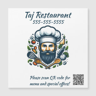 Ímã de Código QR de Restaurante Chef Editável