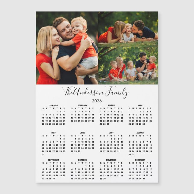 Ímã de Colagem de 3 Fotos do Calendário Personaliz (Frente)