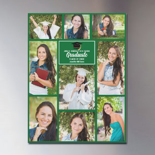 Ímã de Colagem de Fotos de Graduado Verde