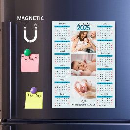 Ímã de Colagem de Fotos do Calendário 2026 Azul Pr