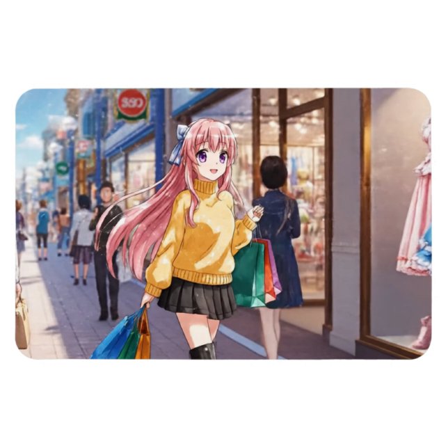 Ímã de Compras de Garota de Anime (Horizontal)