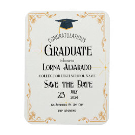 Ímã de Convite de Foto de Formatura Branco