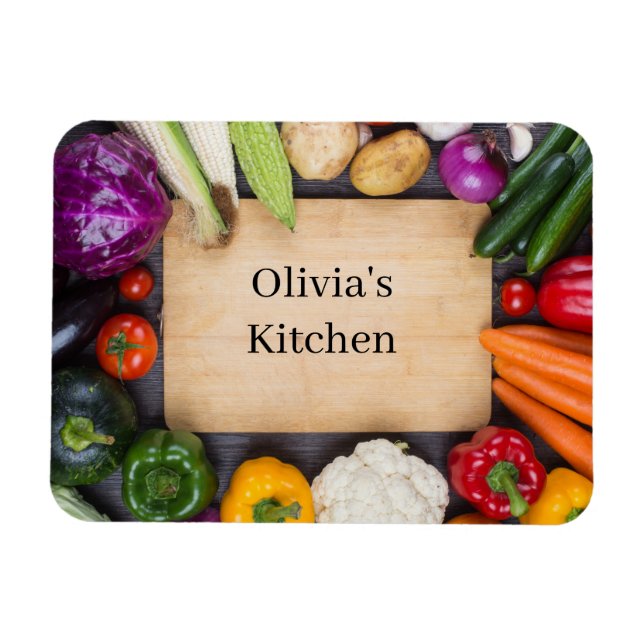 Ímã de Cozinha de Legumes Nome Personalizado (Horizontal)