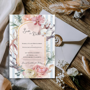Ímã de Data de Casamento com Arco de Orquídea Trop