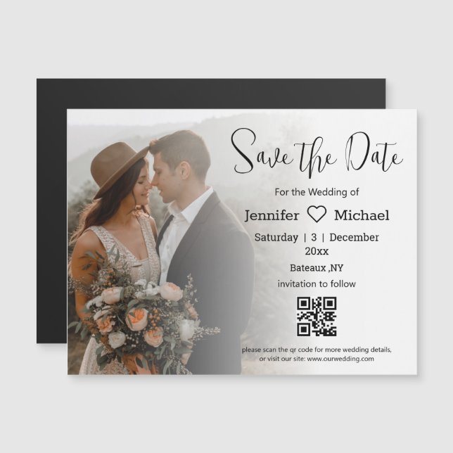 Ímã de Data de Salvamento de Código QR de Foto Boh (Frente/Verso)