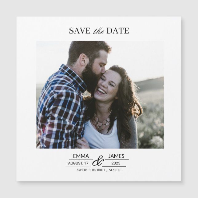 Ímã de data de salvamento de foto personalizada (Frente)