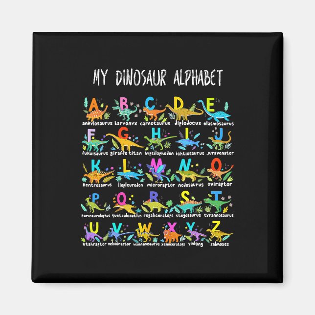 Imã De Dinossauros Alphabet Abc De Volta Ao Estudante  (Frente)
