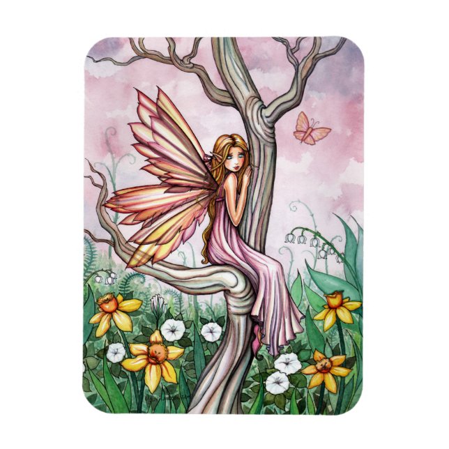 Ímã de Fada de Flor de Narciso de Primavera (Vertical)