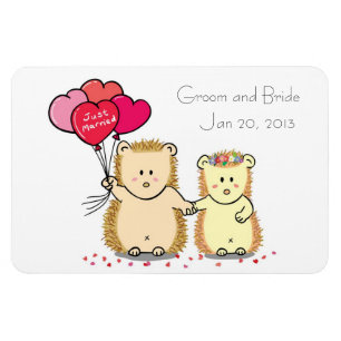 Ímã de Favor de Casamento - Casal de ouriços fofos