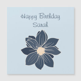 Ímã de Feliz Aniversário com Flor Azul Personaliza