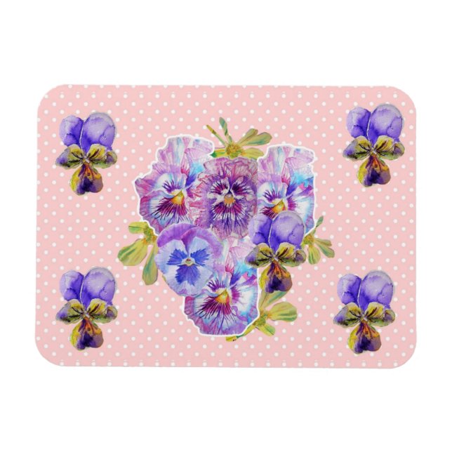 Ímã de Flor de Pansy Rosa Shabby Chic (Horizontal)
