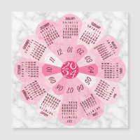 Ímã de Flor Rosa Boho Única do Ano Civil 2024